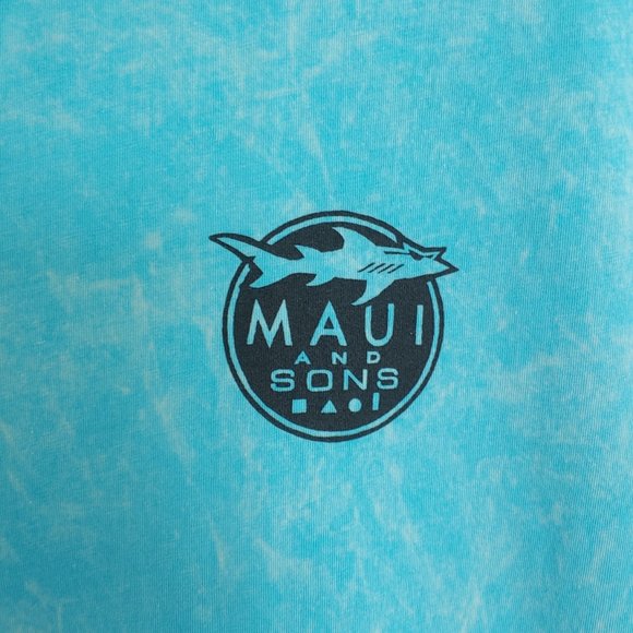 Maui & Sons Kali Blue Tie-Dyed Neon Shark Tee M - Picture 4 of 5